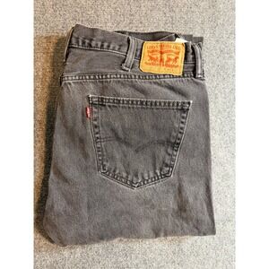 Levis 505 Mens Jeans 40x30 Black Washed Denim Regular Fit Straight Leg